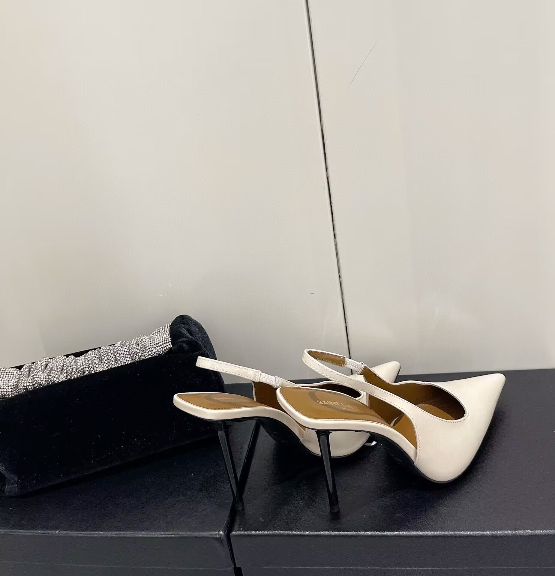 Saint Laurent Shoes heel height 10CM 63301 Cream Saint Laurent Shoes heel height 10CM 63301 Cream