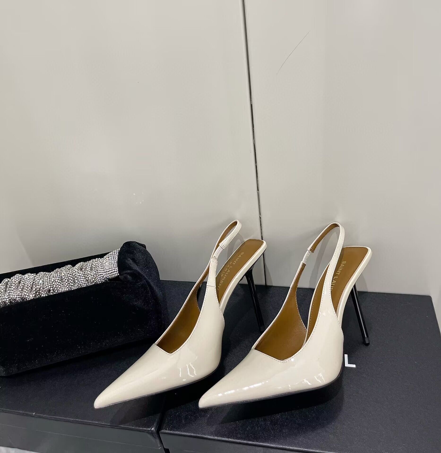 Saint Laurent Shoes heel height 10CM 63301 Cream Saint Laurent Shoes heel height 10CM 63301 Cream