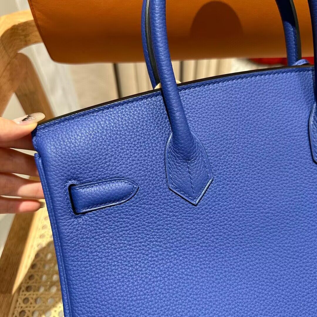 Hermes Bikin 30CM Original Togo Leather HB30O Blue Hermes Bikin 30CM Original Togo Leather HB30O Blue
