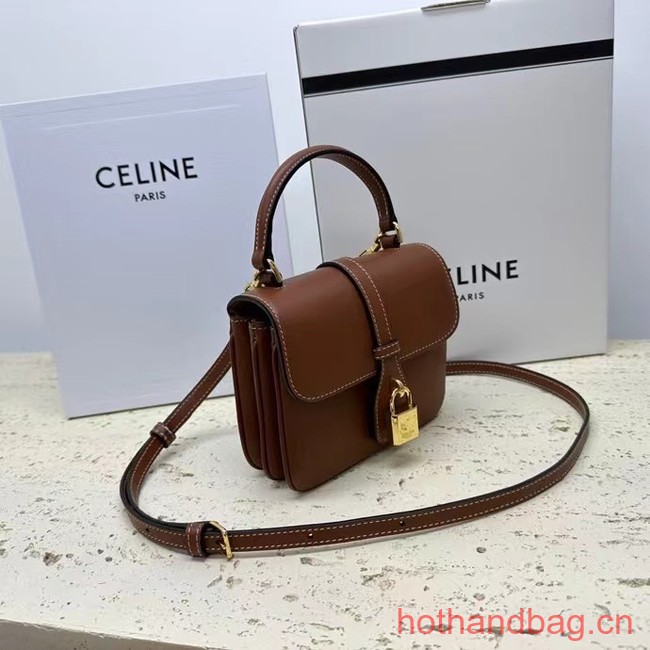 Celine TEEN BESACE TRIOMPHE IN SHINY CALFSKIN 100343 brown 