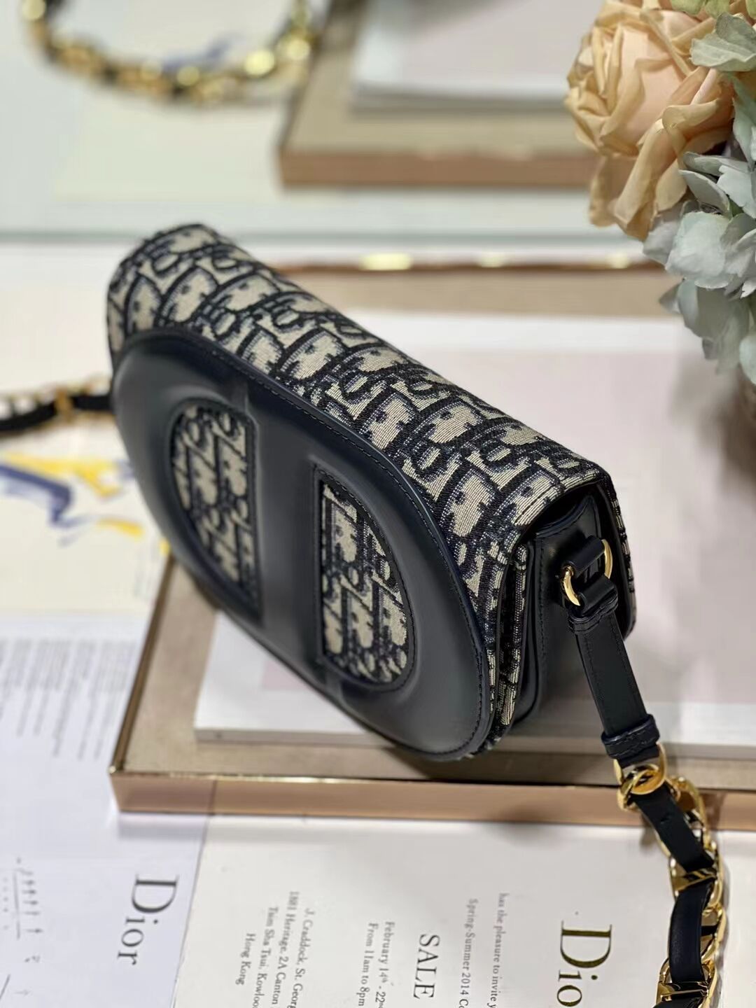 DIOR CD SIGNATURE BAG WITH STRAP Blue Dior Oblique Jacquard M9280UTZQ DIOR CD SIGNATURE BAG WITH STRAP Blue Dior Oblique Jacquard M9280UTZQ