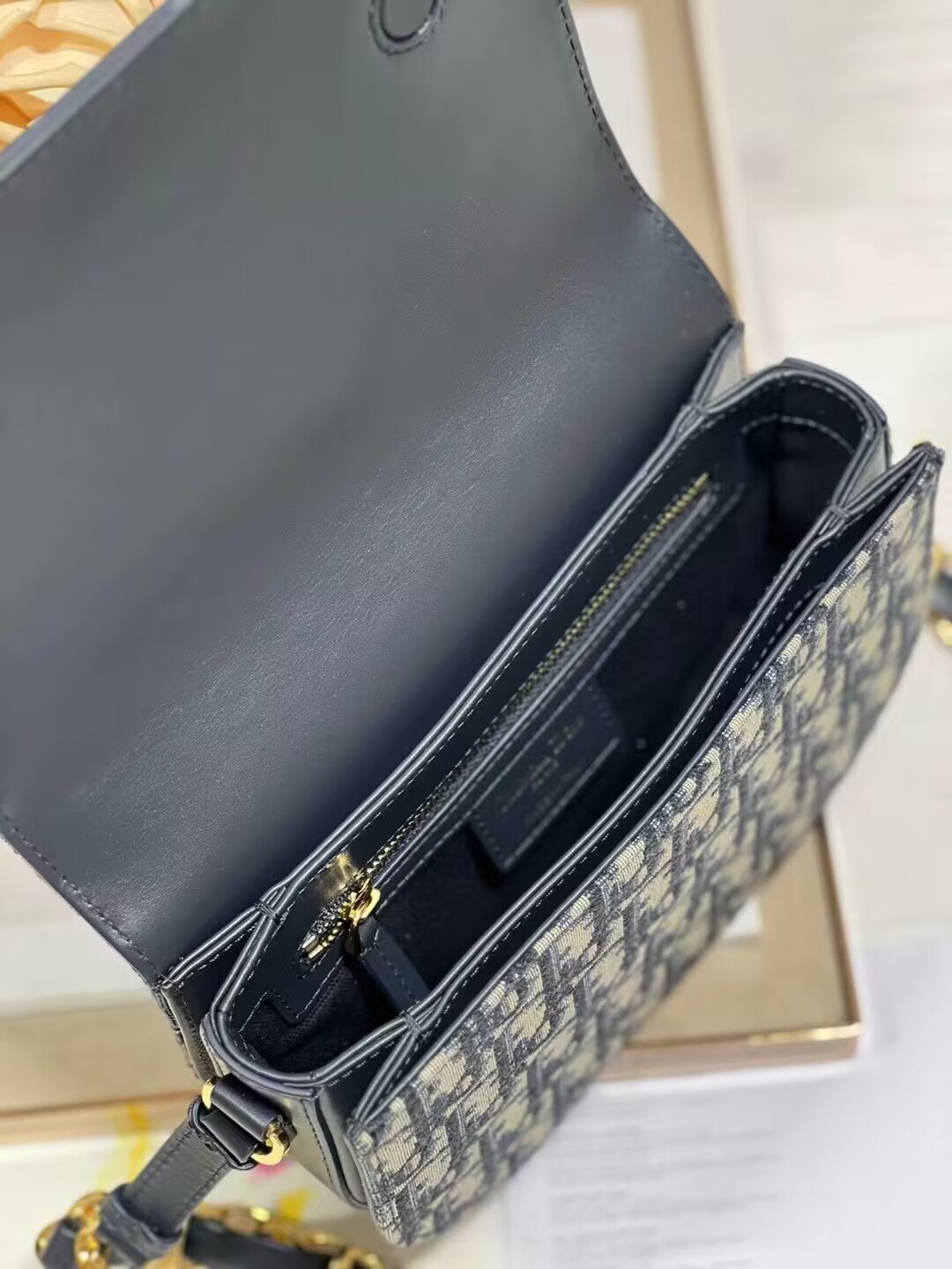 DIOR CD SIGNATURE BAG WITH STRAP Blue Dior Oblique Jacquard M9280UTZQ DIOR CD SIGNATURE BAG WITH STRAP Blue Dior Oblique Jacquard M9280UTZQ