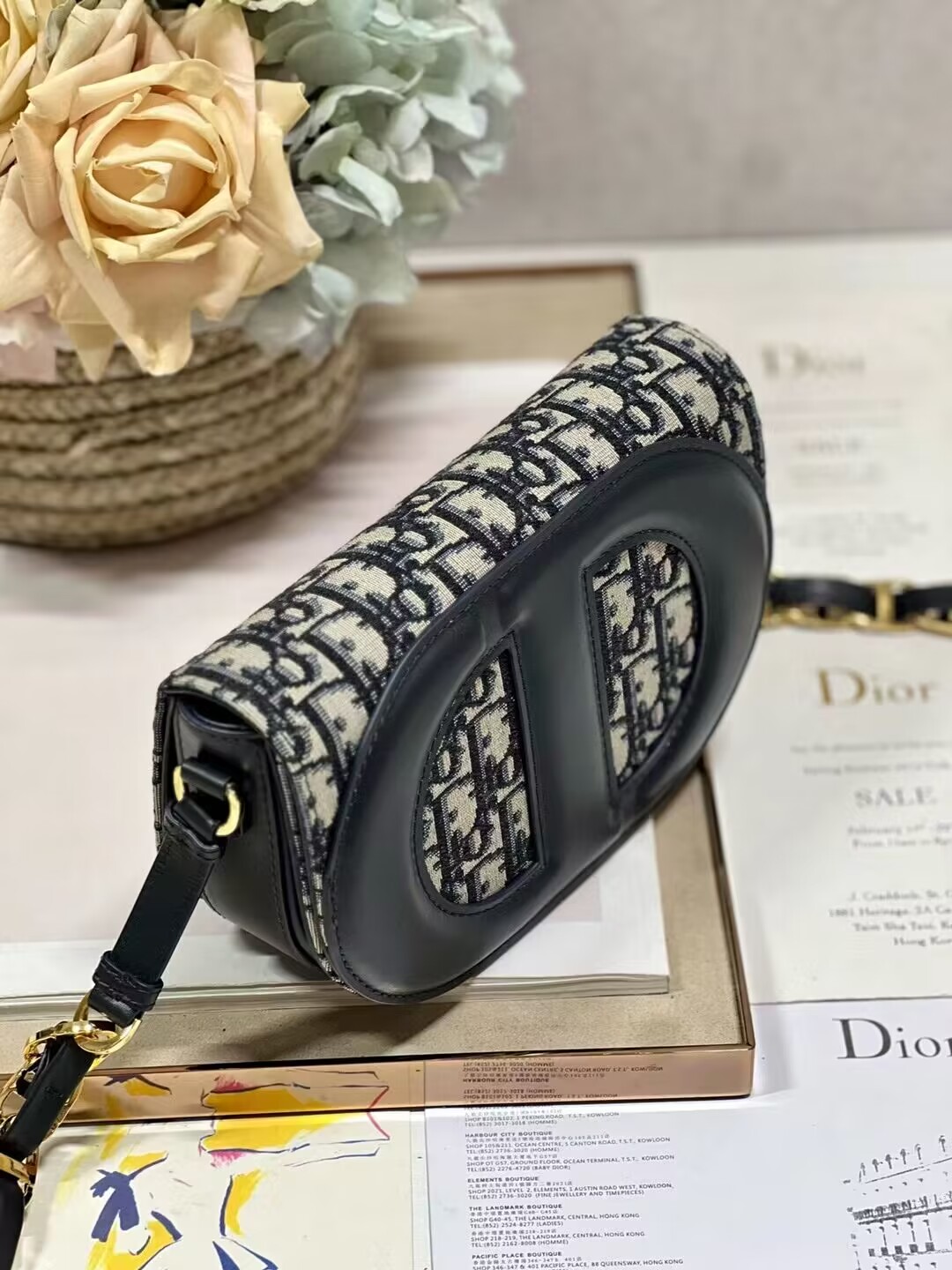 DIOR CD SIGNATURE BAG WITH STRAP Blue Dior Oblique Jacquard M9280UTZQ DIOR CD SIGNATURE BAG WITH STRAP Blue Dior Oblique Jacquard M9280UTZQ