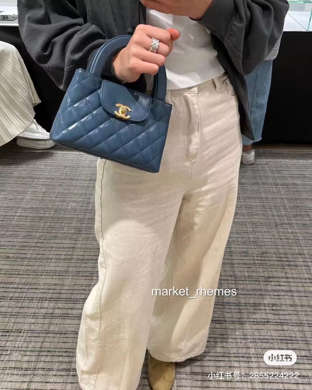 Chanel 23k Vintage Kelly Original Leather Top Handle Bag AS4416 Navy Blue Chanel 23k Vintage Kelly Original Leather Top Handle Bag AS4416 Navy Blue