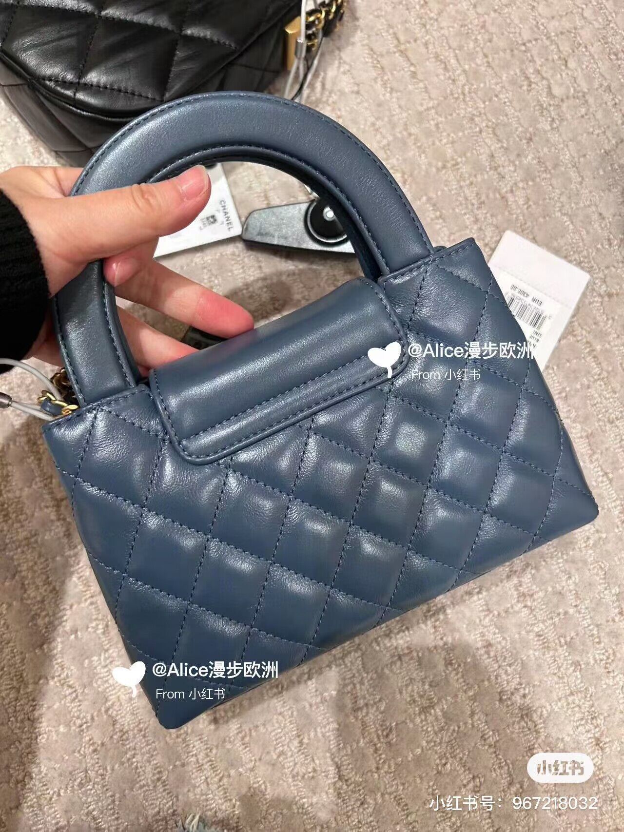 Chanel 23k Vintage Kelly Original Leather Top Handle Bag AS4416 Navy Blue Chanel 23k Vintage Kelly Original Leather Top Handle Bag AS4416 Navy Blue