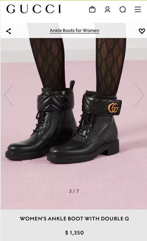 Gucci Women Ankle Boot With Double G G36022 Black Gucci Women Ankle Boot With Double G G36022 Black