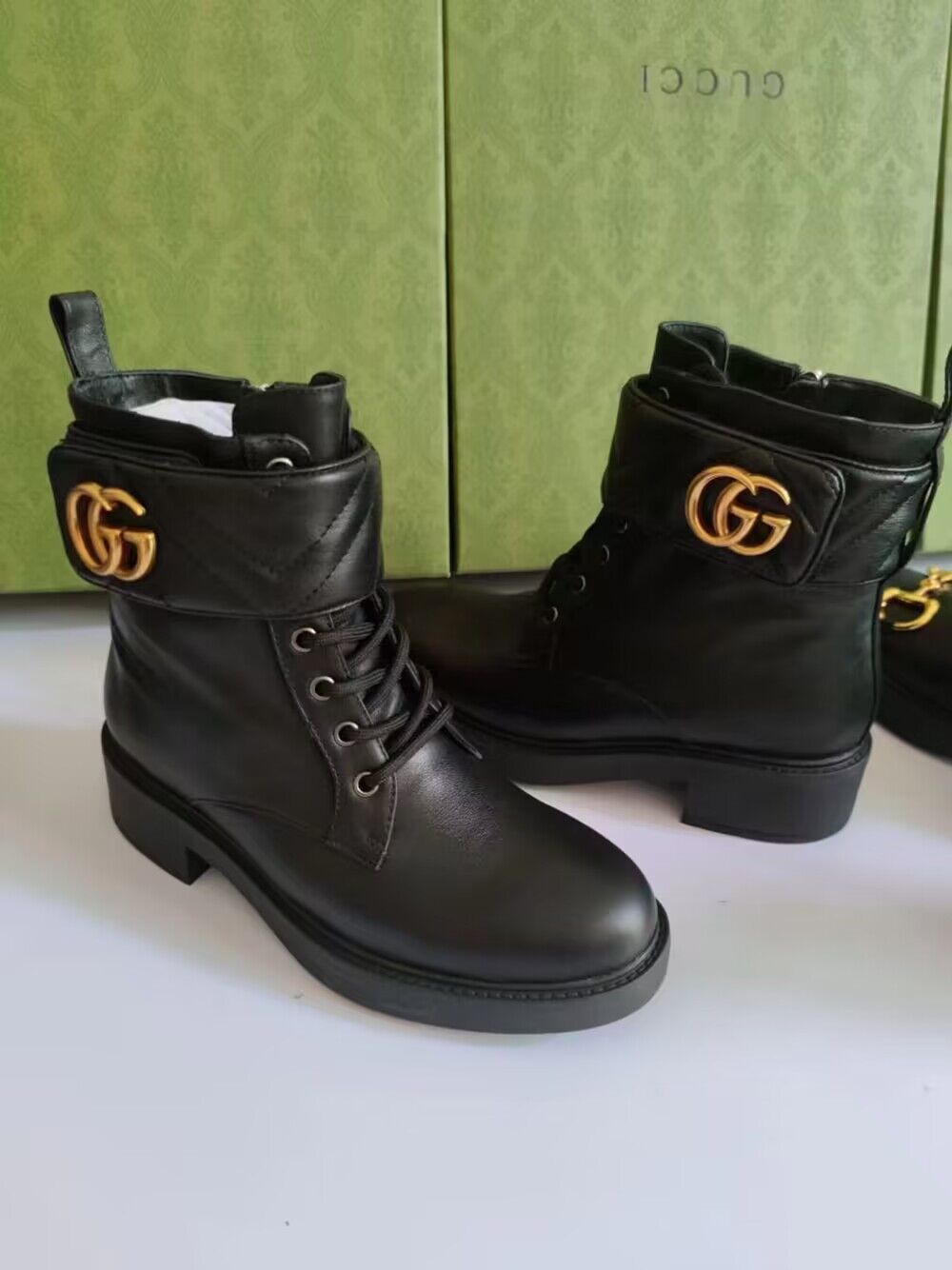 Gucci Women Ankle Boot With Double G G36022 Black Gucci Women Ankle Boot With Double G G36022 Black