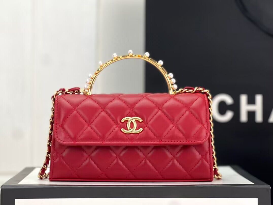 CHANEL 22B Kelly Pearl Top Handle Bag AP3562 Wine CHANEL 22B Kelly Pearl Top Handle Bag AP3562 Wine