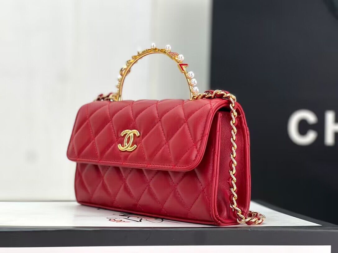 CHANEL 22B Kelly Pearl Top Handle Bag AP3562 Wine CHANEL 22B Kelly Pearl Top Handle Bag AP3562 Wine
