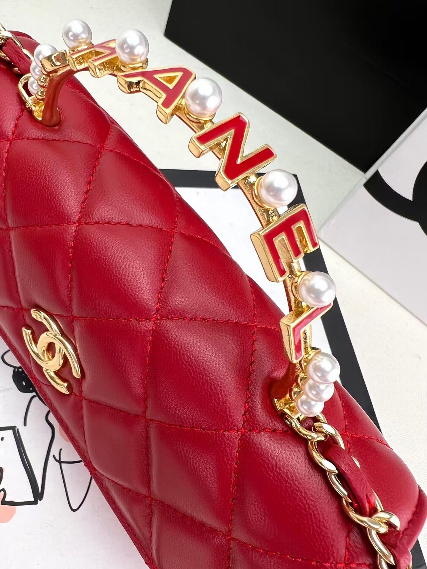 CHANEL 22B Kelly Pearl Top Handle Bag AP3562 Wine CHANEL 22B Kelly Pearl Top Handle Bag AP3562 Wine