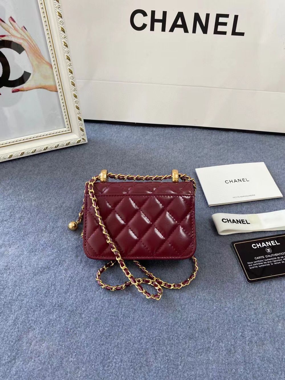 CHANEL mini wallet on chain AP2290 Wine CHANEL mini wallet on chain AP2290 Wine