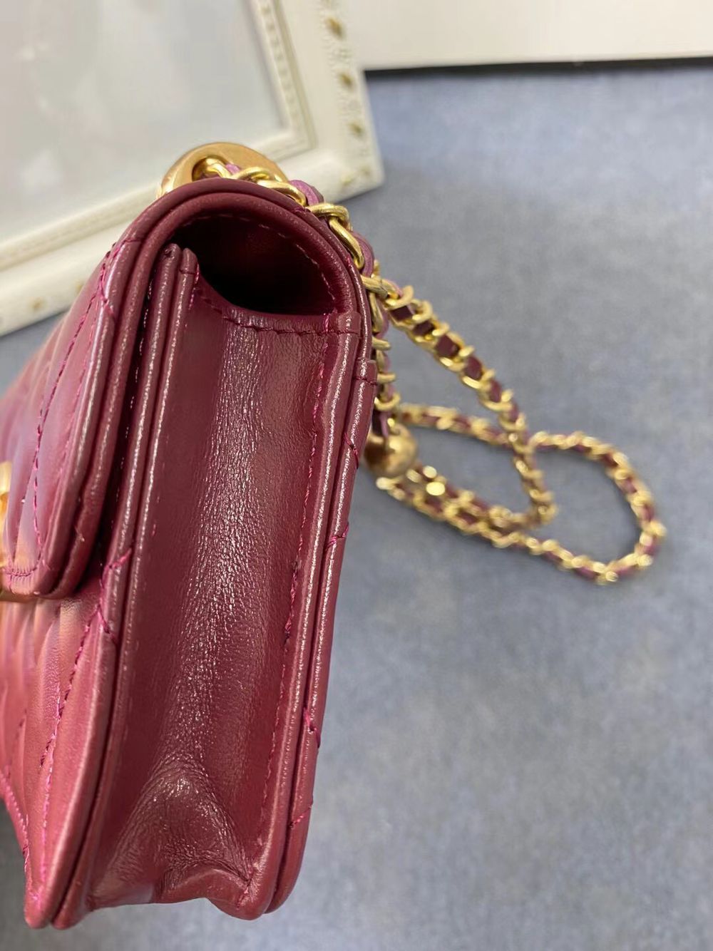 CHANEL mini wallet on chain AP2290 Wine CHANEL mini wallet on chain AP2290 Wine