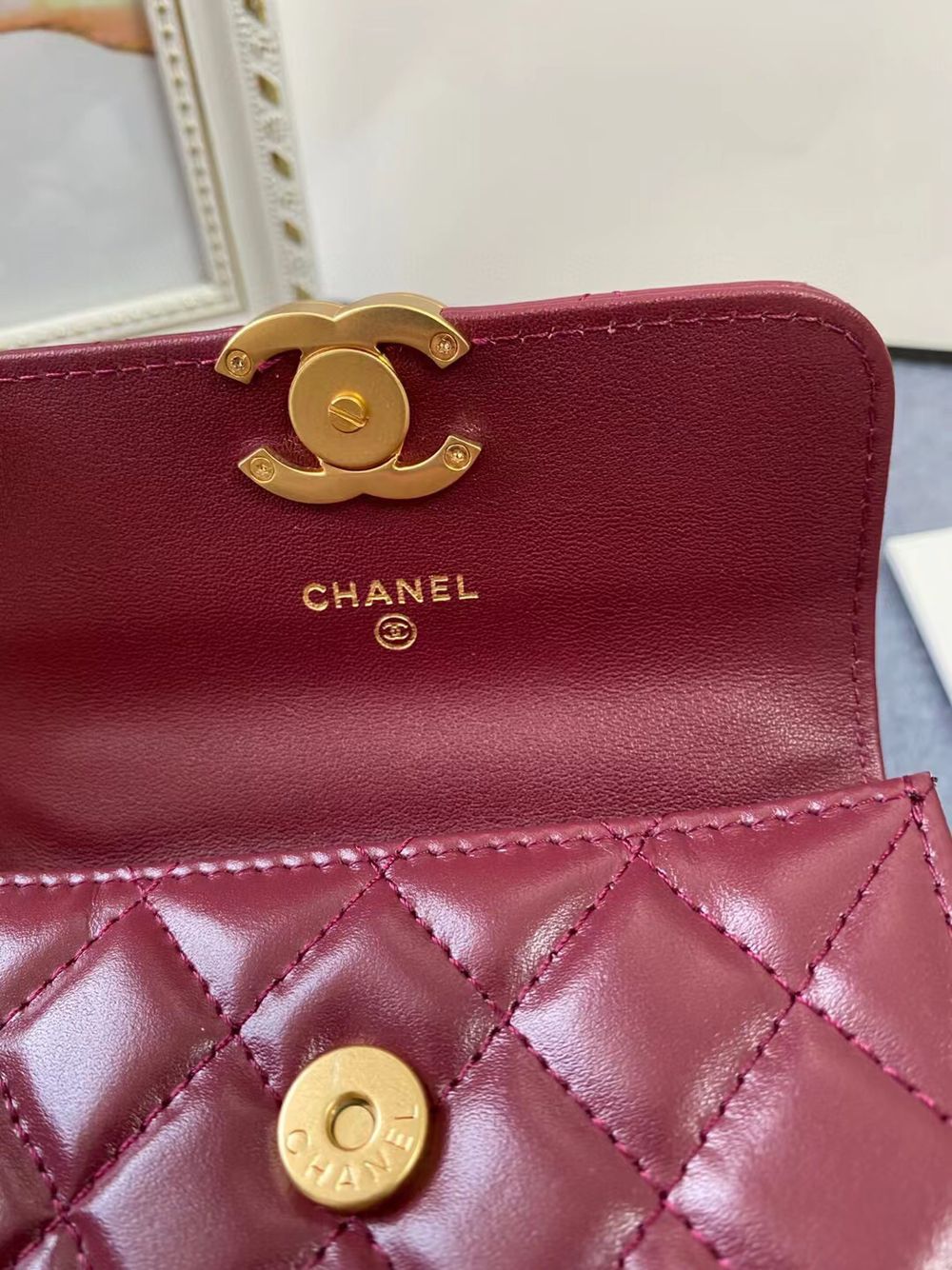 CHANEL mini wallet on chain AP2290 Wine CHANEL mini wallet on chain AP2290 Wine