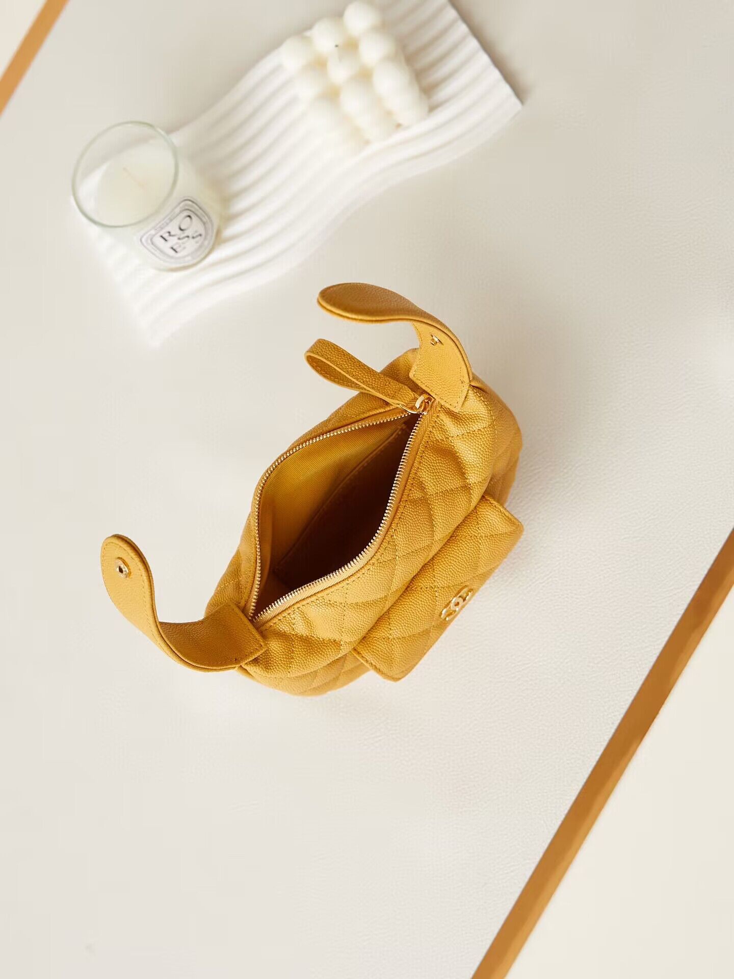 Chanel Caviar Quilted Polly Pocket AP3467 Yellow Chanel Caviar Quilted Polly Pocket AP3467 Yellow