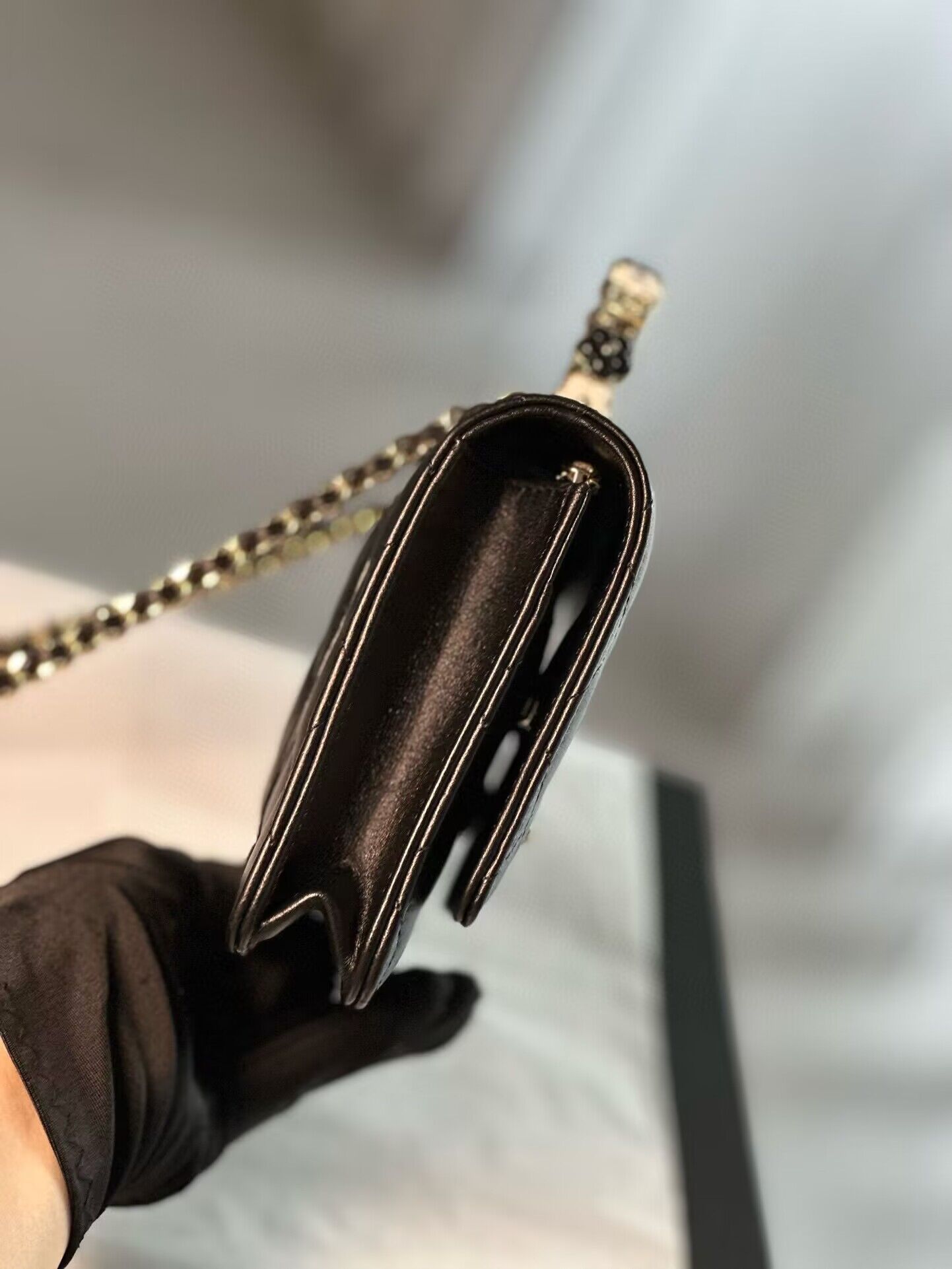 Chanel Flower Patterns Casual Style Lambskin Blended Fabrics 96034 Black Chanel Flower Patterns Casual Style Lambskin Blended Fabrics 96034 Black