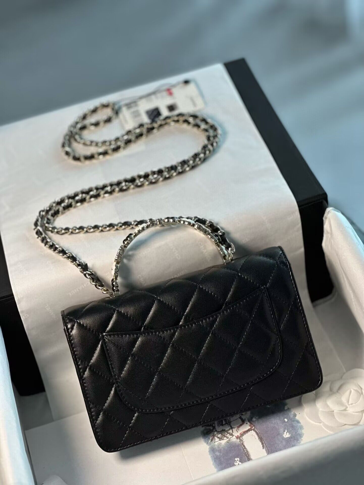 Chanel Flower Patterns Casual Style Lambskin Blended Fabrics 96034 Black Chanel Flower Patterns Casual Style Lambskin Blended Fabrics 96034 Black