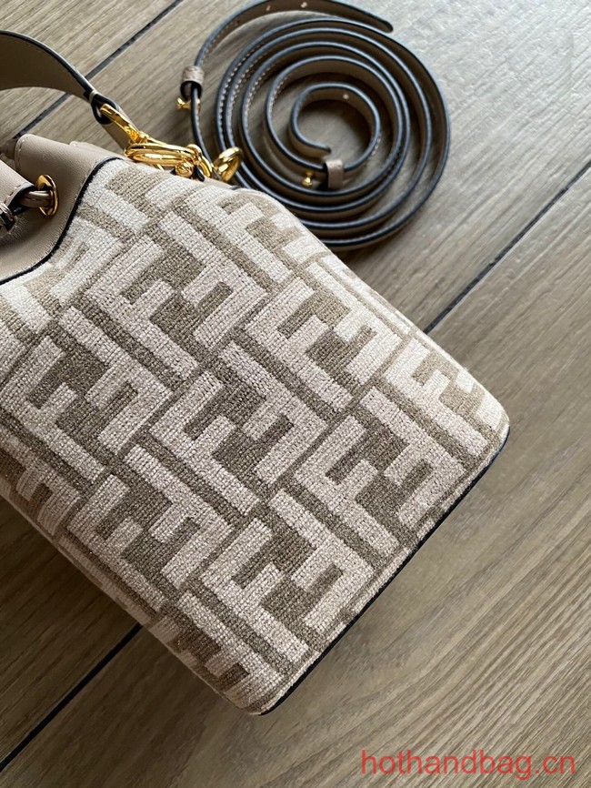 Fendi Mon Tresor Laminated FF jacquard fabric mini bag 8BS010 white