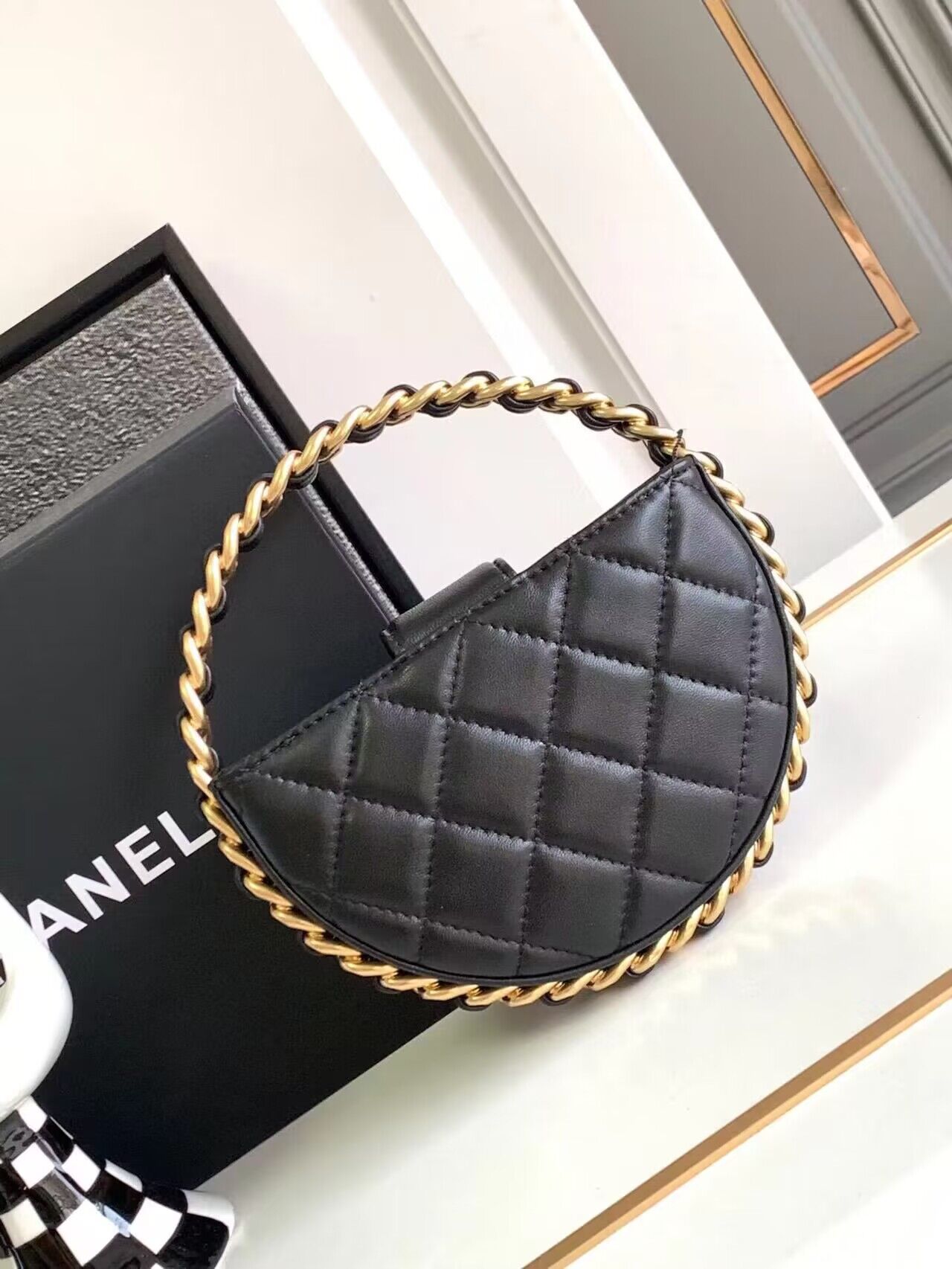 Chanel 23K Original leather Round Camellia Bag AP3584 Black Chanel 23K Original leather Round Camellia Bag AP3584 Black