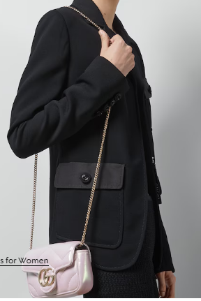 Gucci GG MARMONT SUPER MINI BAG 476433 Pink iridescent quilted chevron leather Gucci GG MARMONT SUPER MINI BAG 476433 Pink iridescent quilted chevron leather