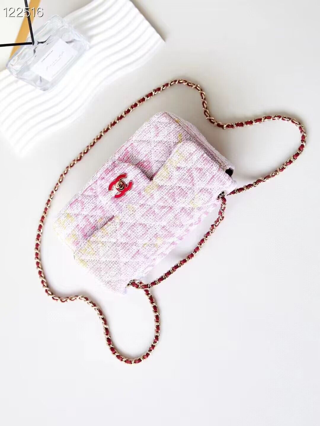 Chanel 24C Mini CocoTweed CLUTCH WITH CHAIN AS4152 Pink Chanel 24C Mini CocoTweed CLUTCH WITH CHAIN AS4152 Pink