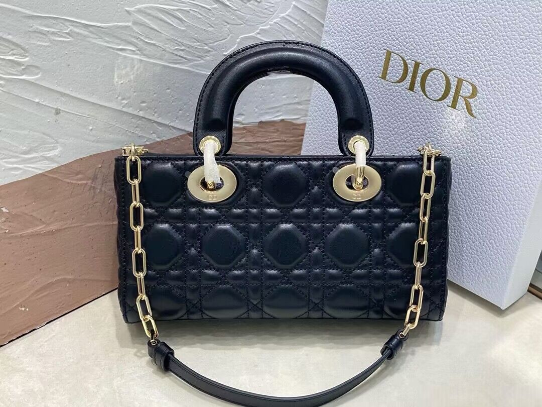 Dior Medium LADY D-JOY BAG Original Calfskin Leather 0540 Black Dior Medium LADY D-JOY BAG Original Calfskin Leather 0540 Black