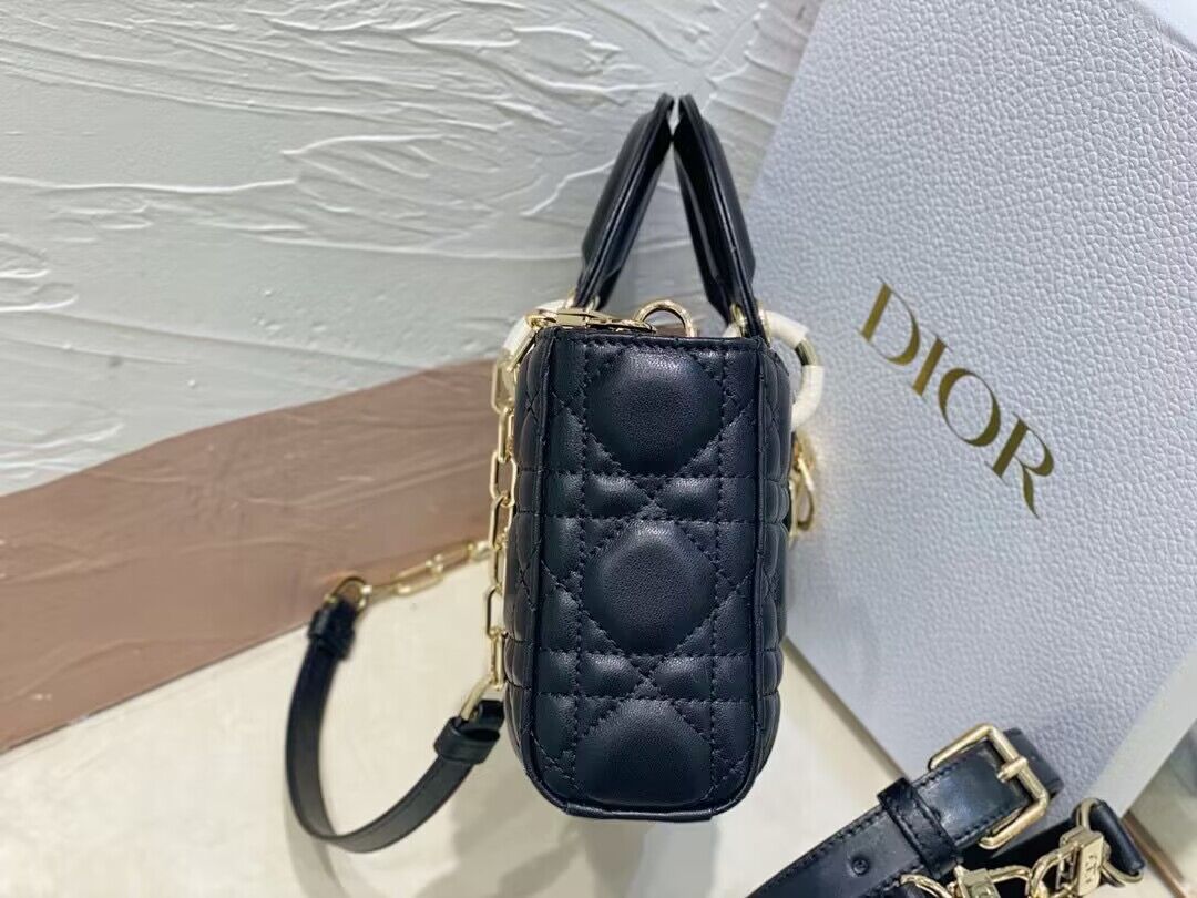 Dior Medium LADY D-JOY BAG Original Calfskin Leather 0540 Black Dior Medium LADY D-JOY BAG Original Calfskin Leather 0540 Black