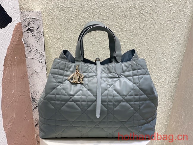 Medium Dior Toujours Bag Stone Gray Macrocannage Calfskin M2821O