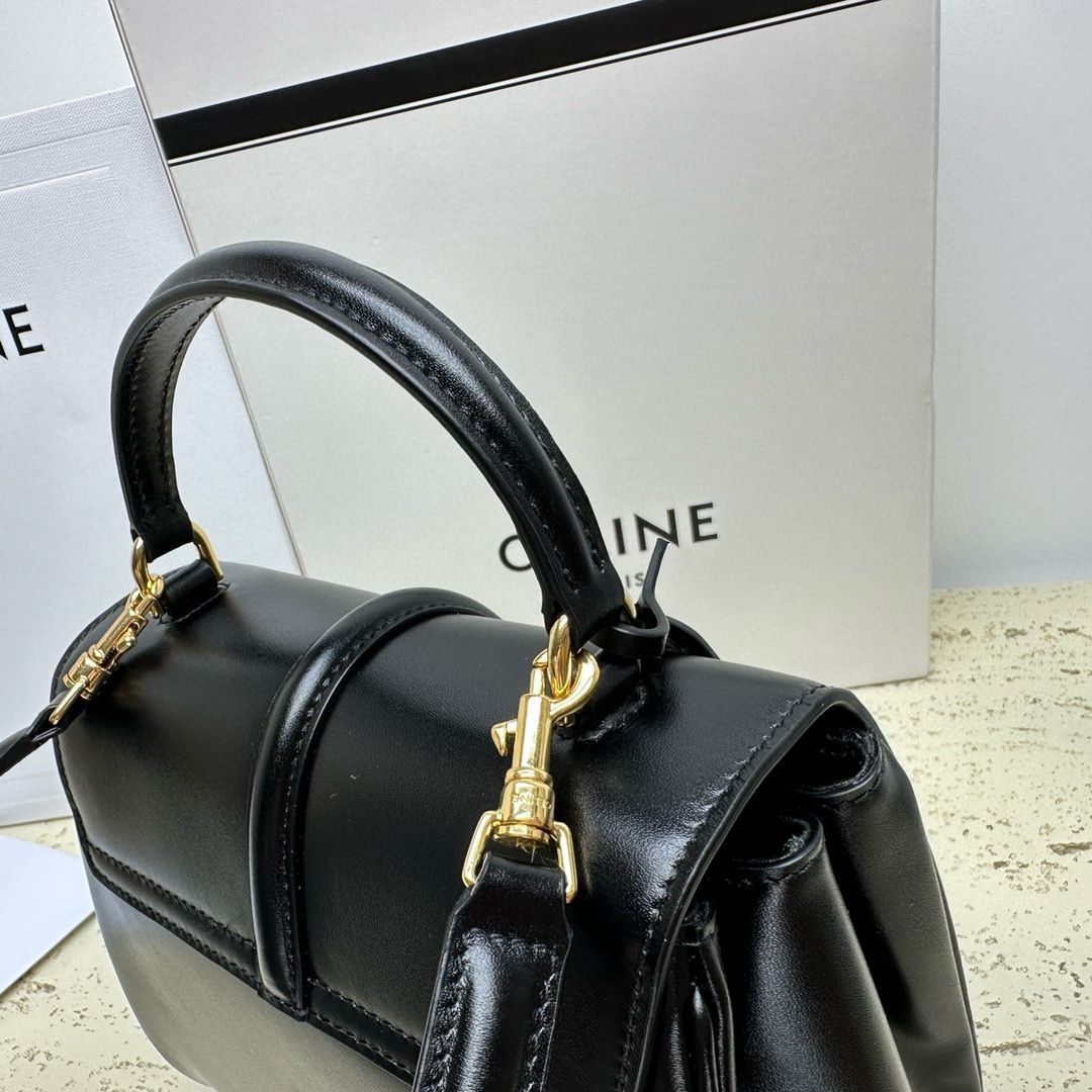 CELINE Small 16 Bag In Satinated Calfskin 197983 Black CELINE Small 16 Bag In Satinated Calfskin 197983 Black