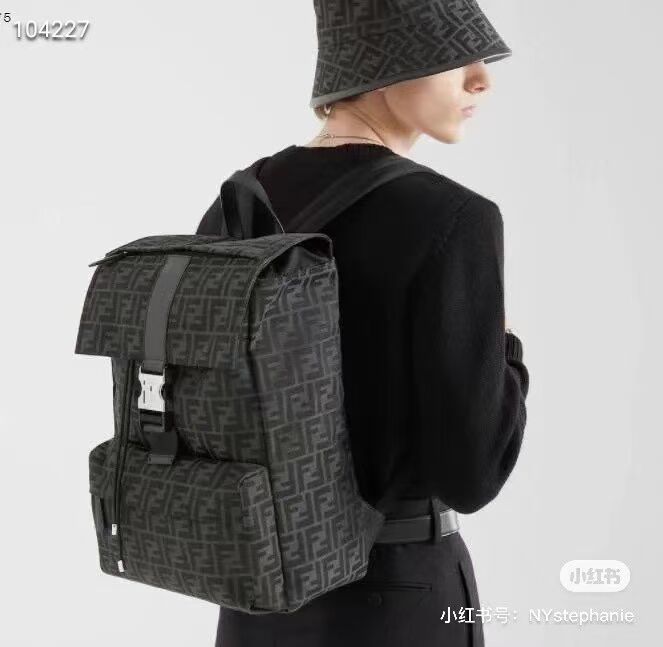 FF Jacquard Fendi Strike Medium fabric backpack F7602 BLACK FF Jacquard Fendi Strike Medium fabric backpack F7602 BLACK