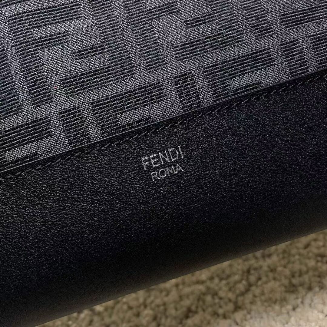 Fendi After FF Camellia-colored leather bag with laser-cut FF F7604 black