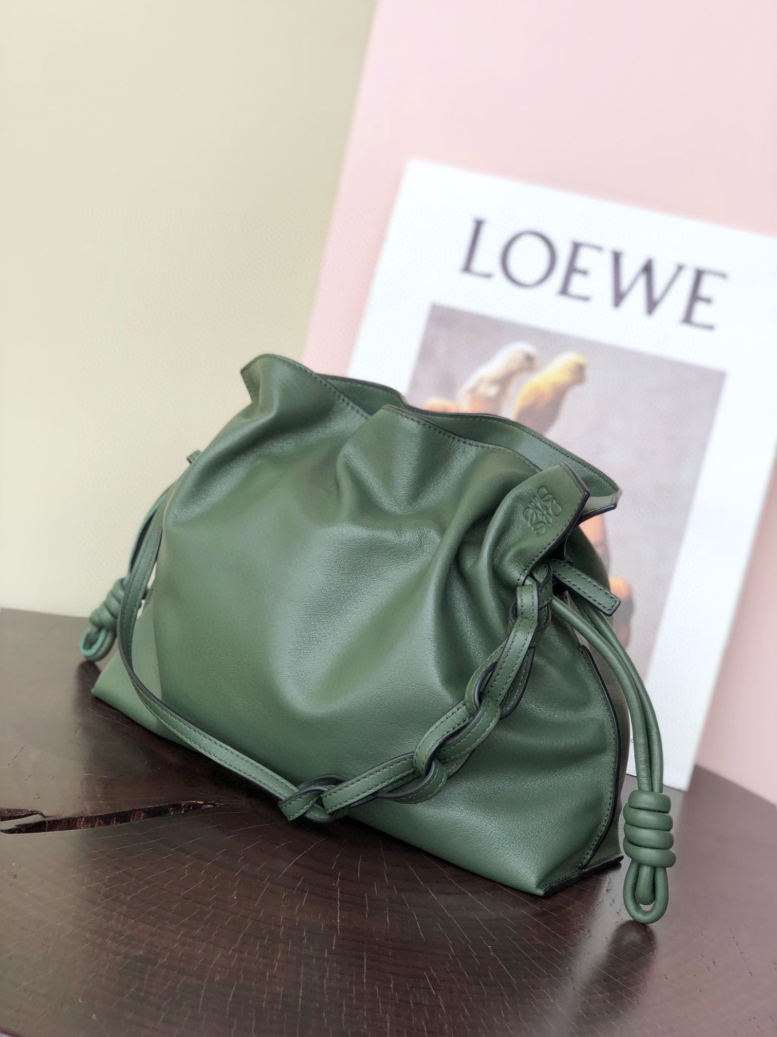 Loewe Flamenco Clutch Bag Original Leather LE0556 Dark green Loewe Flamenco Clutch Bag Original Leather LE0556 Dark green