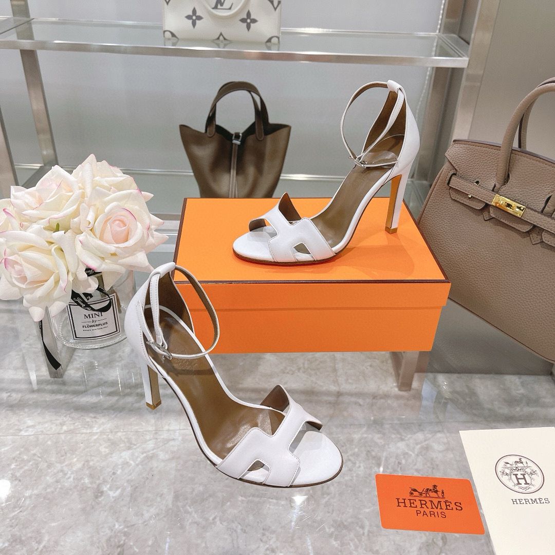 Hermes Shoes 10.5CM Heels HMS00589 White Hermes Shoes 10.5CM Heels HMS00589 White