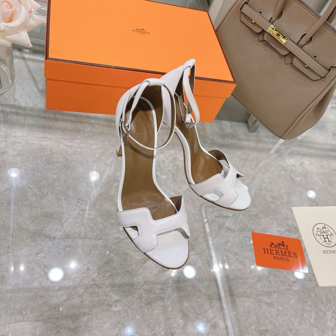 Hermes Shoes 10.5CM Heels HMS00589 White Hermes Shoes 10.5CM Heels HMS00589 White