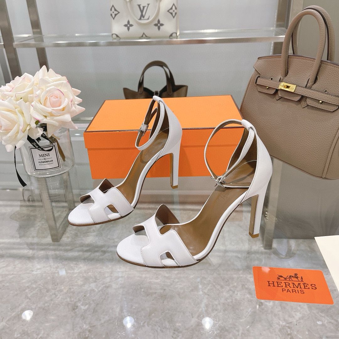 Hermes Shoes 10.5CM Heels HMS00589 White Hermes Shoes 10.5CM Heels HMS00589 White