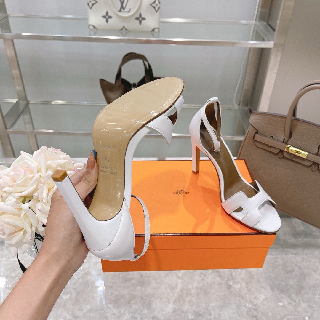 Hermes Shoes 10.5CM Heels HMS00589 White Hermes Shoes 10.5CM Heels HMS00589 White