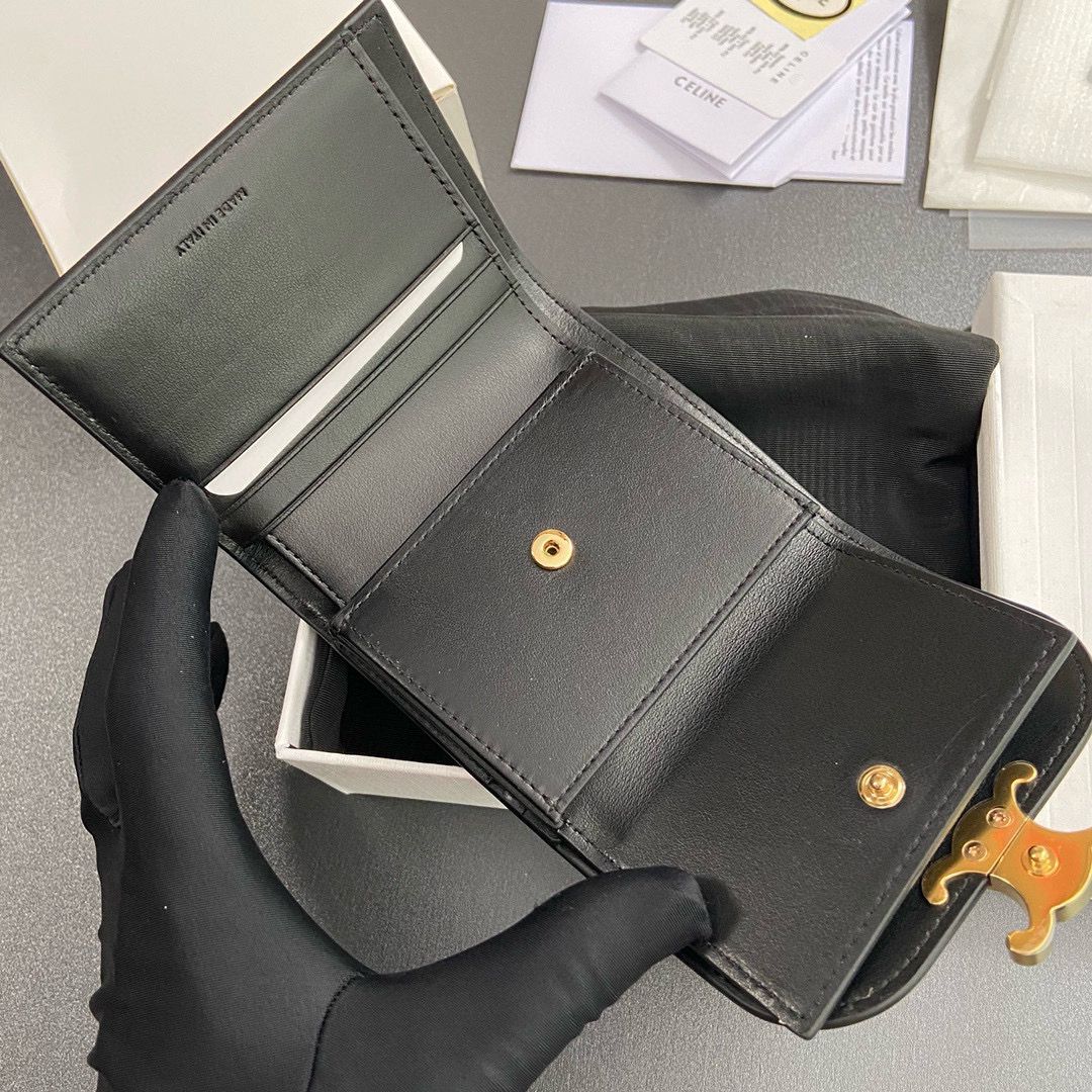 Celine SMALL WALLET TRIOMPHE IN TRIOMPHE CANVAS 10D782 BLACK Celine SMALL WALLET TRIOMPHE IN TRIOMPHE CANVAS 10D782 BLACK