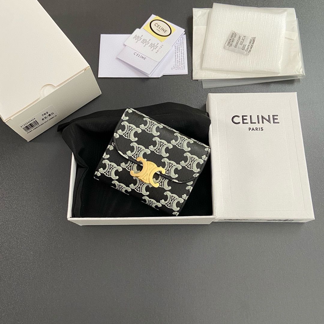 Celine SMALL WALLET TRIOMPHE IN TRIOMPHE CANVAS 10D782 BLACK Celine SMALL WALLET TRIOMPHE IN TRIOMPHE CANVAS 10D782 BLACK