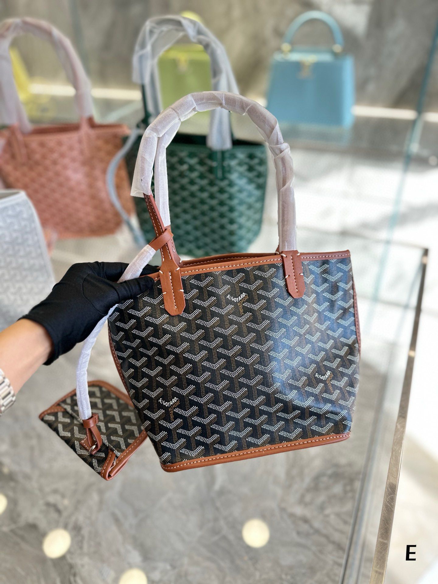 Goyard Anjou Mini Goyardine Original Leather Tote Bag 8006 Brown Goyard Anjou Mini Goyardine Original Leather Tote Bag 8006 Brown