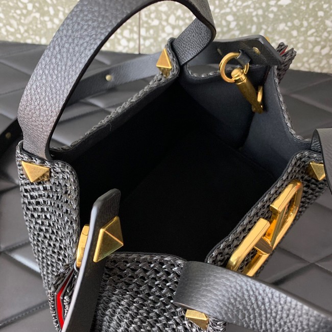VALENTINO Small RAFFIA MACRAME Shoulder Bag 0330S black