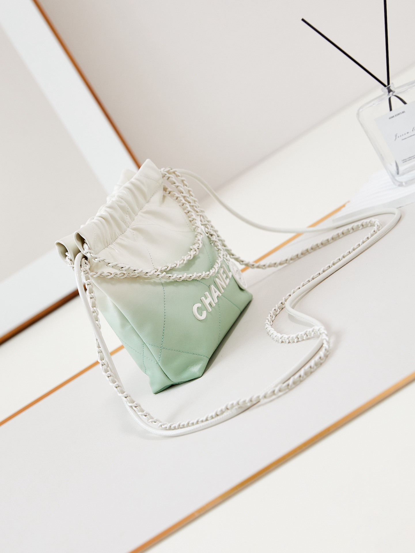 CHANEL 22 MINI HANDBAG AS3980 White & Light green CHANEL 22 MINI HANDBAG AS3980 White & Light green