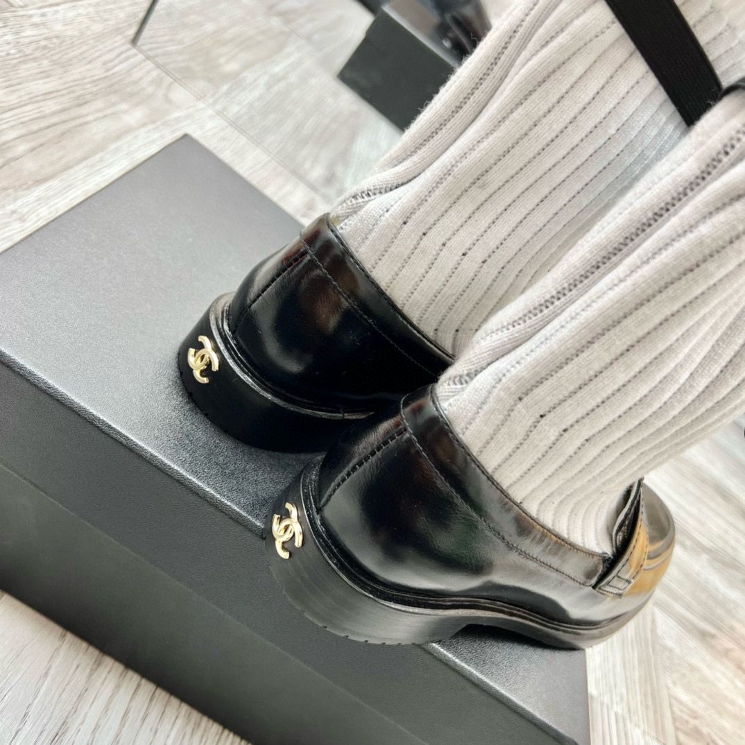 Chanel 2023 Socks Shoes Loafers 2CM Heels C85922 Black Chanel 2023 Socks Shoes Loafers 2CM Heels C85922 Black
