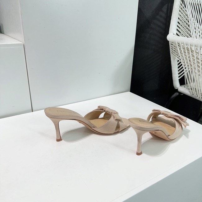 Dior Adiorable Heeled Slide Black Fringed Grosgrain 11913-2