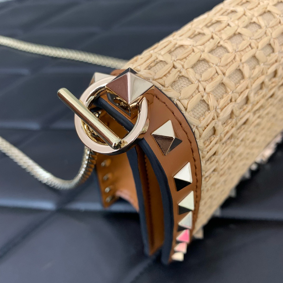 VALENTINO VLOGO SIGNATURE RAFFIA Mini Shoulder Bag 0571 brown VALENTINO VLOGO SIGNATURE RAFFIA Mini Shoulder Bag 0571 brown