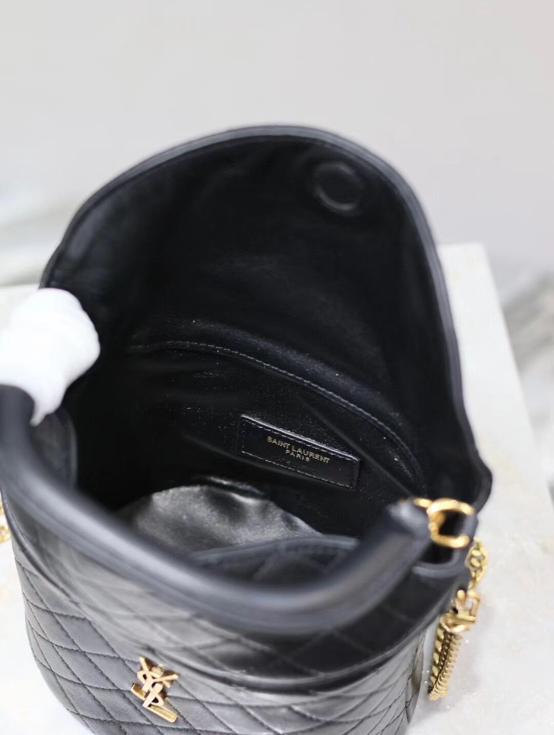 SAINT LAUREN CALYPSO IN PLUNGED LAMBSKIN Y661368 black SAINT LAUREN CALYPSO IN PLUNGED LAMBSKIN Y661368 black