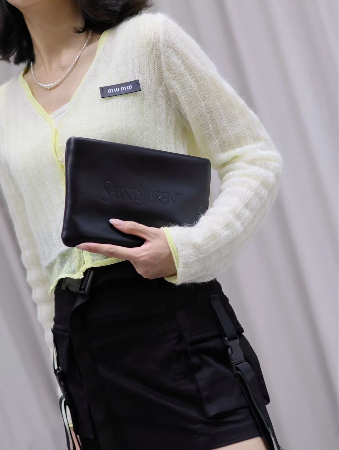 SAINT LAURENT CALYPSO SMALL POUCH IN LAMBSKIN 765025-1 black SAINT LAURENT CALYPSO SMALL POUCH IN LAMBSKIN 765025-1 black