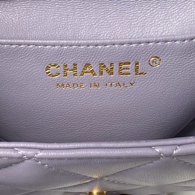 Chanel MINI FLAP BAG WITH TOP HANDLE AS5001 Light Purple