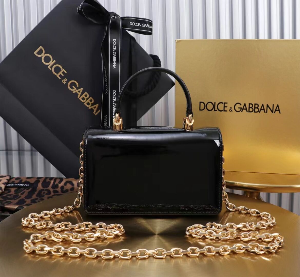 Dolce & Gabbana Patent leather Shoulder Bag G6504 black Dolce & Gabbana Patent leather Shoulder Bag G6504 black