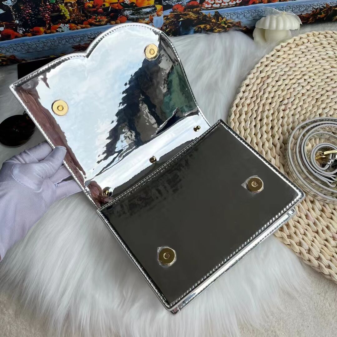 Dolce & Gabbana Patent leather Shoulder Bag G6551 silver Dolce & Gabbana Patent leather Shoulder Bag G6551 silver