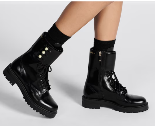 Dior D-Strike Ankle Boot Black Matte Calfskin and White Resin Pearls KCI993C Dior D-Strike Ankle Boot Black Matte Calfskin and White Resin Pearls KCI993C