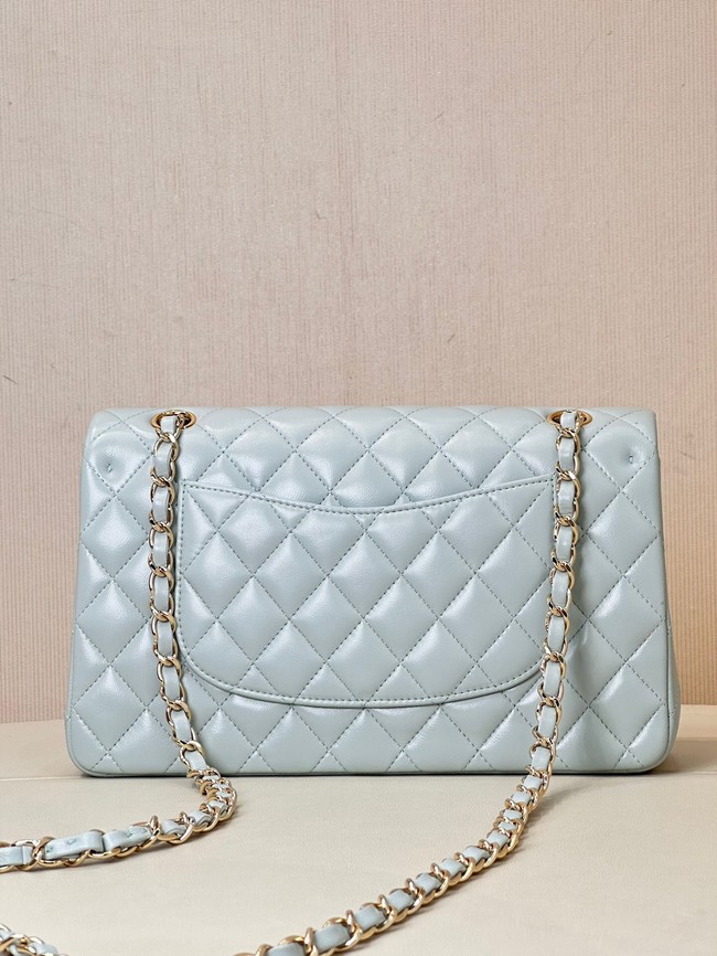 Chanel CLASSIC 11.12 HANDBAG Lambskin & Gold-Tone Metal A01112 light blue